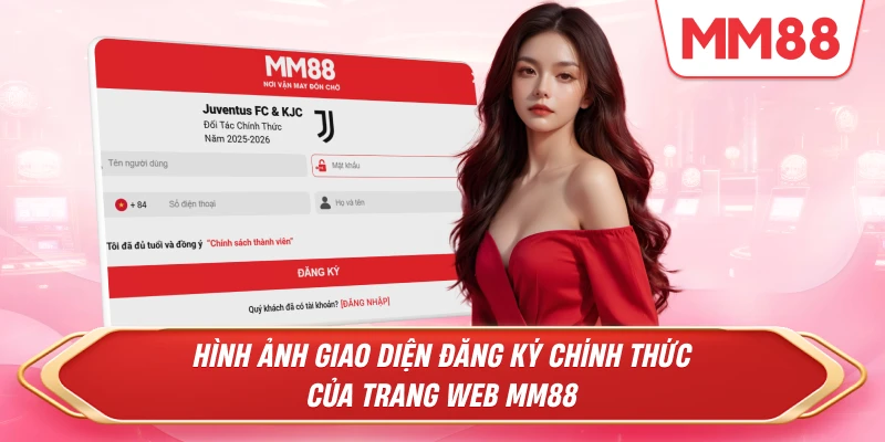 Hình ảnh giao diện đăng ký chính thức của trang web MM88